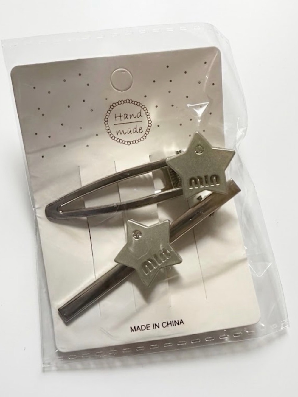 Handmade Silver Star Hair Clip Set